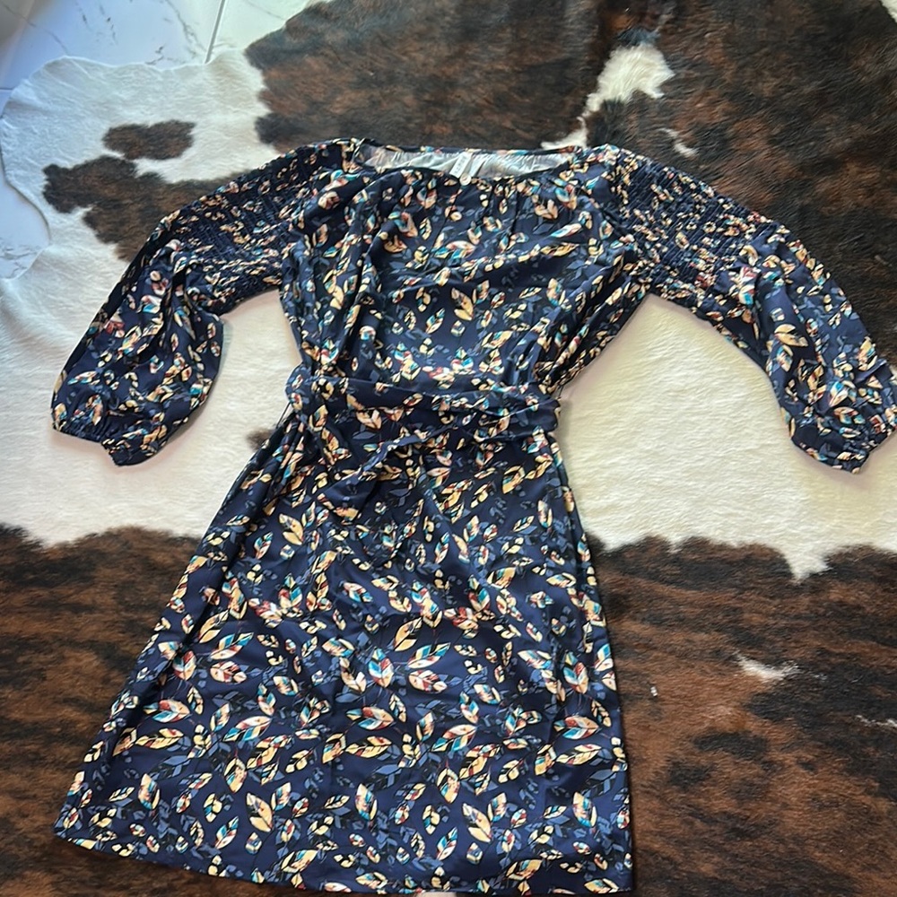 Floral Print Dress with Belt